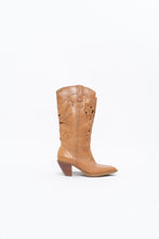 Load image into Gallery viewer, Vintage x Tan Soft Leather Cutout Cowboy Boot (6-7W)