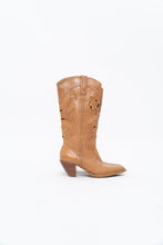 Load image into Gallery viewer, Vintage x Tan Soft Leather Cutout Cowboy Boot (6-7W)