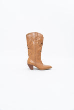 Load image into Gallery viewer, Vintage x Tan Soft Leather Cutout Cowboy Boot (6-7W)