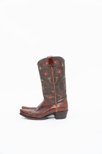 Vintage x FRYE Floral Embroidered Leather Cowboy Boot (6-6.5W)