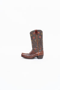 Vintage x FRYE Floral Embroidered Leather Cowboy Boot (6-6.5W)