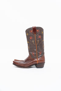 Vintage x FRYE Floral Embroidered Leather Cowboy Boot (6-6.5W)