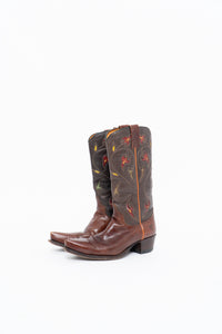 Vintage x FRYE Floral Embroidered Leather Cowboy Boot (6-6.5W)
