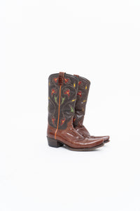 Vintage x FRYE Floral Embroidered Leather Cowboy Boot (6-6.5W)