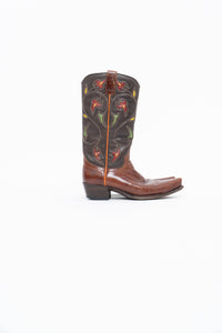 Vintage x FRYE Floral Embroidered Leather Cowboy Boot (6-6.5W)
