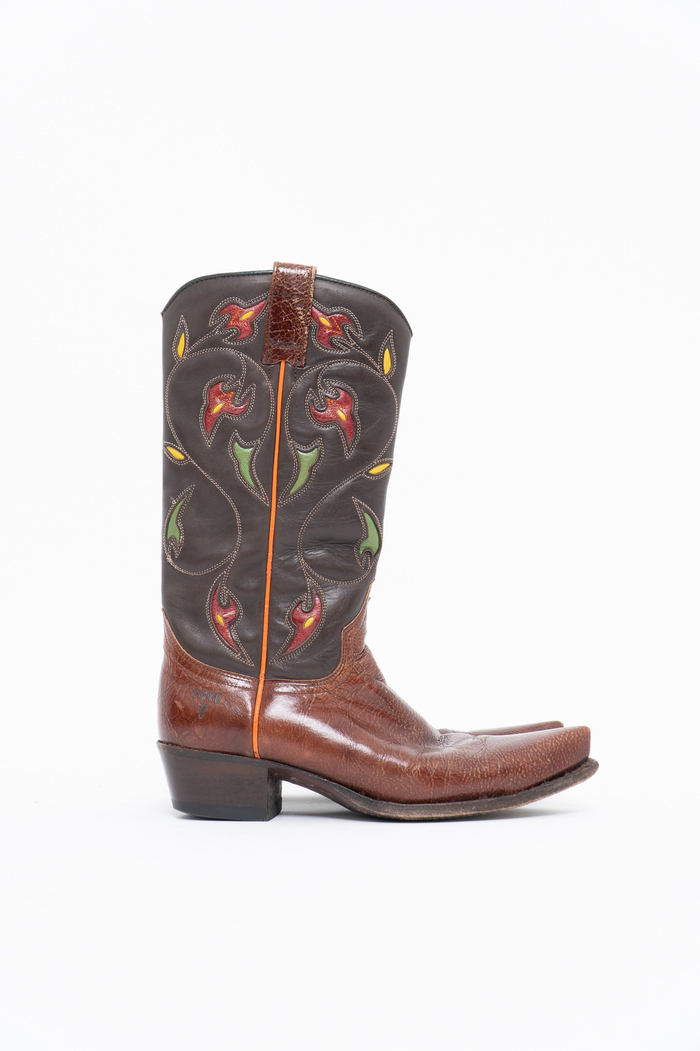 Vintage x FRYE Floral Embroidered Leather Cowboy Boot (6-6.5W)