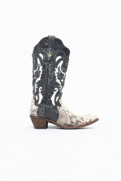 CORRAL x Black, Snakeskin Cowboy Boot (9.5, 10W)