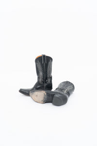 Vintage x FRYE Black, Silver Embroidered Cowboy Boot (8.5-9.5W)