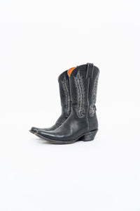Vintage x FRYE Black, Silver Embroidered Cowboy Boot (8.5-9.5W)