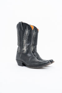 Vintage x FRYE Black, Silver Embroidered Cowboy Boot (8.5-9.5W)