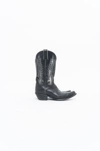 Vintage x FRYE Black, Silver Embroidered Cowboy Boot (8.5-9.5W)