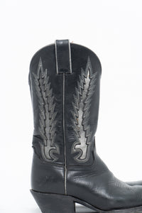 Vintage x FRYE Black, Silver Embroidered Cowboy Boot (8.5-9.5W)