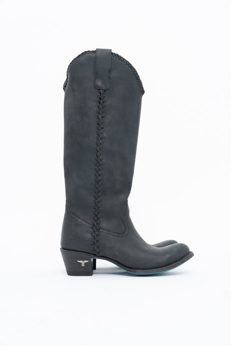 LANE x Black Faded Tall Cowboy Boot (7.5W)