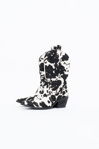 DINGO x Cow Print Pony Hair Western Boots (6.5W)