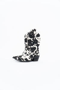 DINGO x Cow Print Pony Hair Western Boots (6.5W)