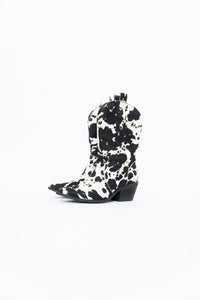 DINGO x Cow Print Pony Hair Western Boots (6.5W)