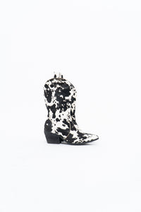 DINGO x Cow Print Pony Hair Western Boots (6.5W)