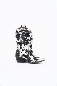 DINGO x Cow Print Pony Hair Western Boots (6.5W)