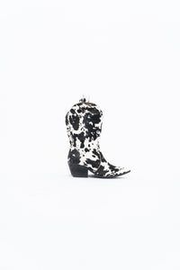 DINGO x Cow Print Pony Hair Western Boots (6.5W)