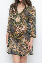 Load image into Gallery viewer, Vintage x Semi-sheer Leopard Beaded Coverup (XS-M)