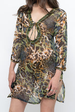 Load image into Gallery viewer, Vintage x Semi-sheer Leopard Beaded Coverup (XS-M)