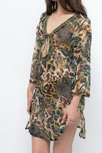Load image into Gallery viewer, Vintage x Semi-sheer Leopard Beaded Coverup (XS-M)