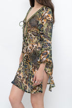 Load image into Gallery viewer, Vintage x Semi-sheer Leopard Beaded Coverup (XS-M)