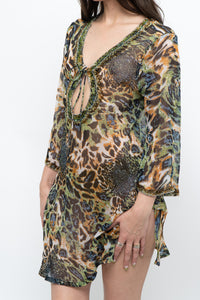 Vintage x Semi-sheer Leopard Beaded Coverup (XS-M)