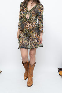 Vintage x Semi-sheer Leopard Beaded Coverup (XS-M)