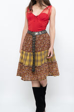 Load image into Gallery viewer, Vintage x Handmade Red, Yellow Plaid &amp; Floral Midi Skirt (S-L)
