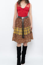 Load image into Gallery viewer, Vintage x Handmade Red, Yellow Plaid &amp; Floral Midi Skirt (S-L)