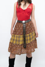 Load image into Gallery viewer, Vintage x Handmade Red, Yellow Plaid &amp; Floral Midi Skirt (S-L)