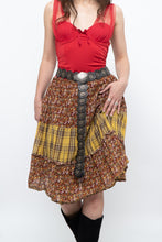 Load image into Gallery viewer, Vintage x Handmade Red, Yellow Plaid &amp; Floral Midi Skirt (S-L)