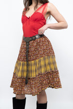 Load image into Gallery viewer, Vintage x Handmade Red, Yellow Plaid &amp; Floral Midi Skirt (S-L)