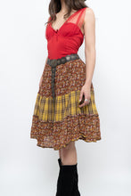 Load image into Gallery viewer, Vintage x Handmade Red, Yellow Plaid &amp; Floral Midi Skirt (S-L)