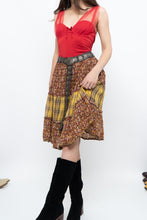 Load image into Gallery viewer, Vintage x Handmade Red, Yellow Plaid &amp; Floral Midi Skirt (S-L)