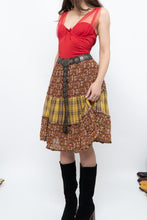 Load image into Gallery viewer, Vintage x Handmade Red, Yellow Plaid &amp; Floral Midi Skirt (S-L)