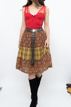 Load image into Gallery viewer, Vintage x Handmade Red, Yellow Plaid &amp; Floral Midi Skirt (S-L)