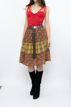 Load image into Gallery viewer, Vintage x Handmade Red, Yellow Plaid &amp; Floral Midi Skirt (S-L)