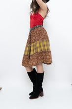 Load image into Gallery viewer, Vintage x Handmade Red, Yellow Plaid &amp; Floral Midi Skirt (S-L)
