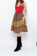 Load image into Gallery viewer, Vintage x Handmade Red, Yellow Plaid &amp; Floral Midi Skirt (S-L)