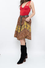 Load image into Gallery viewer, Vintage x Handmade Red, Yellow Plaid &amp; Floral Midi Skirt (S-L)