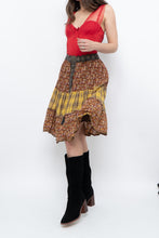 Load image into Gallery viewer, Vintage x Handmade Red, Yellow Plaid &amp; Floral Midi Skirt (S-L)