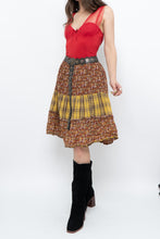 Load image into Gallery viewer, Vintage x Handmade Red, Yellow Plaid &amp; Floral Midi Skirt (S-L)