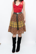 Load image into Gallery viewer, Vintage x Handmade Red, Yellow Plaid &amp; Floral Midi Skirt (S-L)