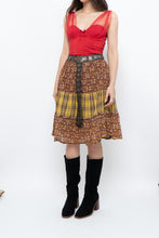 Load image into Gallery viewer, Vintage x Handmade Red, Yellow Plaid &amp; Floral Midi Skirt (S-L)