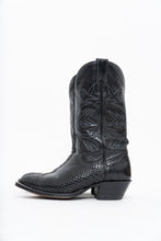 Load image into Gallery viewer, Vintage x ALBERTA BOOT CO. Black Embroidered Snakeskin Cowboy Boots (9M, 10W)