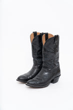 Load image into Gallery viewer, Vintage x ALBERTA BOOT CO. Black Embroidered Snakeskin Cowboy Boots (9M, 10W)
