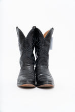 Load image into Gallery viewer, Vintage x ALBERTA BOOT CO. Black Embroidered Snakeskin Cowboy Boots (9M, 10W)