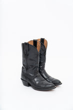 Load image into Gallery viewer, Vintage x ALBERTA BOOT CO. Black Embroidered Snakeskin Cowboy Boots (9M, 10W)